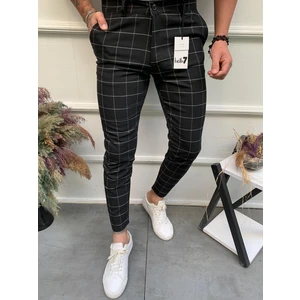 Ser Joven Erkek Siyah Slim Fit Ekoseli Kumaş Pantolon