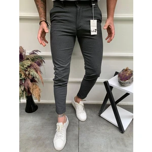 Ser Joven Erkek Antrasit Slim Fit Keten Pantolon