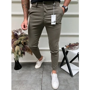 Ser Joven Erkek Kahverengi Slim Fit Keten Pantolon