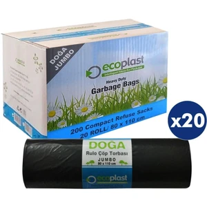 Battal Boy Çöp Torbası Poşeti - 400 Gr. - 90 Litre - 80 x 110 cm / 10 Adetlik 20 Rulo / Koli