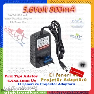 Gold Silver 5.6 Volt 800MA Fener Projektör Şarj Aleti Uyumlu 5.6V 800MA GS-202-2630-2621-8006 Adaptör