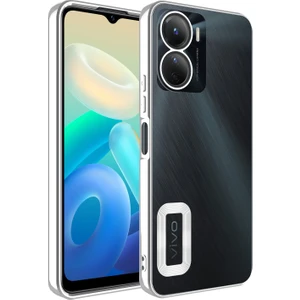 Kny Vivo Y16 Kılıf Renkli Kenarlı Parlak Logo Açık Omega Silikon