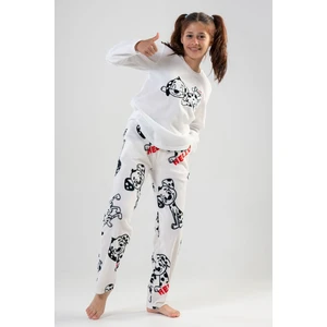 Pamuklu Kız Çocukpolar Uzun Kol Pijama Takım
