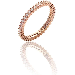 Söğütlü Silver Gümüş Tek Sıra Rose Zirkon Taşlı Tamtur Yüzük
