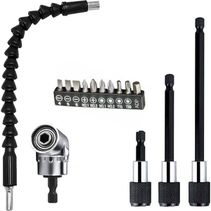 15 Parça Matkap Için Vidalama Uç Seti Altıgen Hex Köşe Kör Vidalama Adaptörü Hızlı Bits Adaptör Esnek Hortum