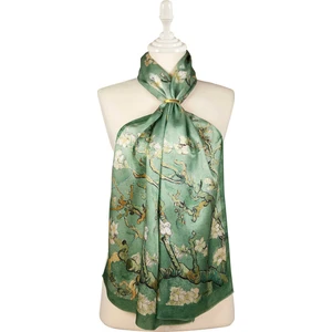 Bursa İpek Çimen Yeşil Badem Çiçeği Ipek Fular