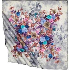 Bursa İpek Gri Buket Desen Ipeksi Eşarp