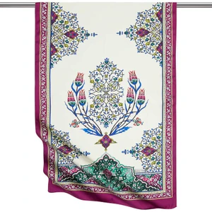 Bursa İpek Mor Şamdan Desen Geniş Ipeksi Fular