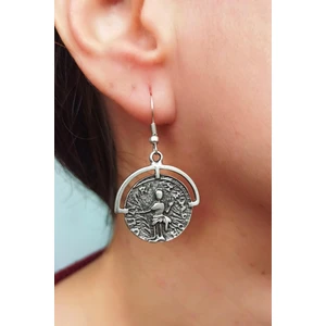 Fildişi Aksesuar Mitolojik Şekilli Kadın Küpe Çift Adet Gümüş Kaplama El Yapımı Kadın Küpe