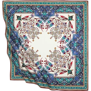 Bursa İpek Zümrüt Bordo Türk Motifli Şamdan Lale Desen Ipeksi Eşarp