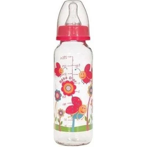 31302 Desenli Cam Biberon 250 ml - Kırmızı Renkli Uğur Böceği