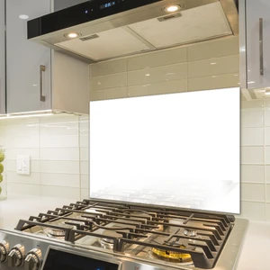 Düz Renk - Beyaz | Cam Ocak Arkası Koruyucu | 49,5cm X 76cm