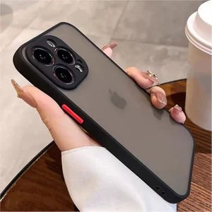 iPhone 13 Pro Kılıf 3D Kamera Korumalı Arkası Mat Kenarları Renkli Smoke Case