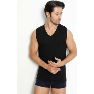 Lüx Drm 5 Adet, Bambu Kumaş, Kolsuz, V Yaka, Likralı Erkek Atlet & T-Shirt Siyah