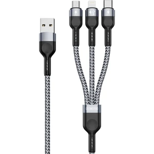 A3 3in1 Type-C + iPhone Lightning + Micro USB 3A Hızlı Şarj Kablosu 1.3m