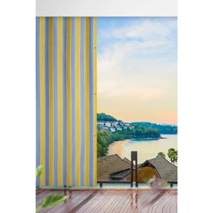 Yükseklik 200CM Balkon Perdesi Kornişli Bağcıklı Güneşlik Branda Balkon Perdesi Sarı&gri