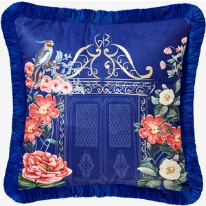 Chiara Alessi Magic Garden Lacivert Kadife Dekoratif Yastık 45X45 Cm