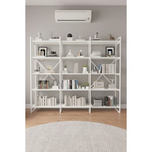 B.d 200 cm Kitaplık Metal Aksamlı Açık Raf Organizer Ofis Ev 5 Raflı Kitaplık