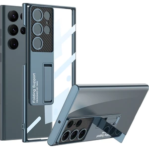 Kny Samsung Galaxy S23 Ultra Kılıf Renkli Kenarlı Standlı Şeffaf Sert  Kapak