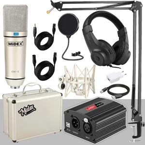 CX1-PH Kondanser Stüdyo Mikrofon Phantom Power Kulaklık Stand Full Set