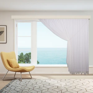 Tek Kanat Şantuk Desen Etekleri Kurşunlu 1-3 Sık Pile Kruvaze Tül Perde