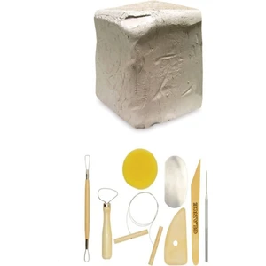 Beyaz Seramik Hamuru 6 kg Kil 8'li Seramik Şekillendirme Seti
