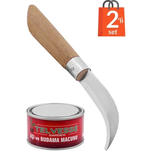 Bayram Aşı Bıçağı 22 cm + Aşı Macunu Ceviz Aşısı (2'li Paket)