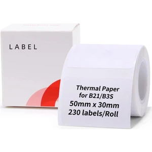 50X30MM Beyaz Etiket B21/B1/B3S Için 230 Adet Yırtılmaz, Sudan ve Yağdan Etkilenmez