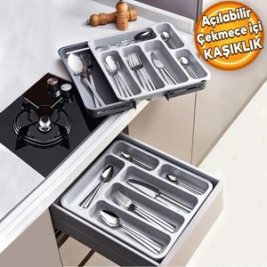Ayarlanabilir Çift Taraflı Uzayabilen Açılabilir Kayar Çekmece İçi Kaşıklık Çatal Bıçaklık Kepçelik Düzenleyici