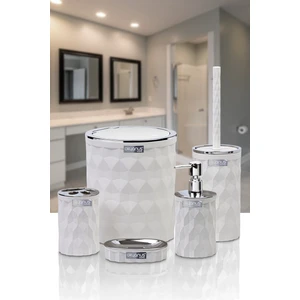 Okyanus Home Diamond Beyaz Kromlu Click Kapak 5'li Banyo Seti