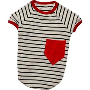Casper Pet Kırmızı Cepli Çizgili Tshirt