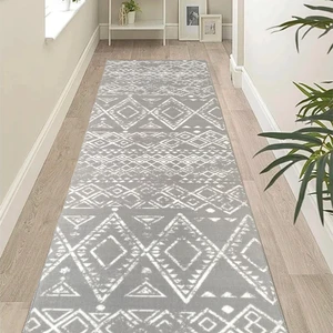 Yıkanabilir Kaymaz Taban Kesme Yolluk Halı Desen 1495 Gri 120 x 100 cm