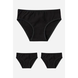 Kız Çocuk Pamuklu Bikini Kesim Düz Basic Külot 3'lü Paket Siyah