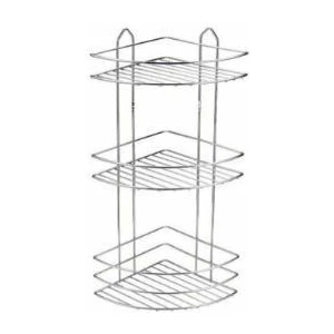 3 Katlı Krom Köşelik Süngerlik Banyo Duş Rafı