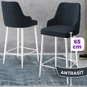 Concept Tera Serisi, 65 cm Mutfak Bar Sandalyesi,  Babyface Kumaş, Beyaz Metal Ayak 6 Adet Sandalye