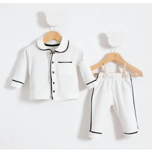 Bebek Alt Üst Pijama Takım Beyaz