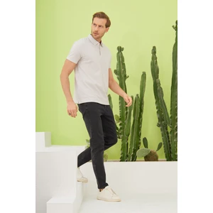 Erkek Basic Polo Yaka Tişört (Regular Fit) Açık Gri