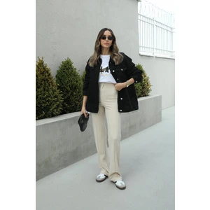 Taş Rengi Biyeli Palazzo Pantolon