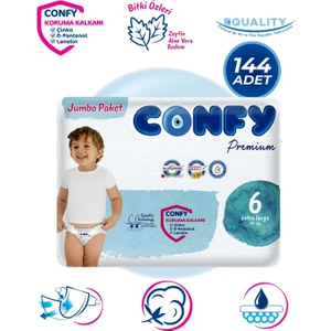 Premium 6 Numara Bebek Bezi Extralarge +15 KG 144 Adet