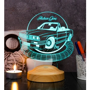 Babaya Hediye Klasik Bmw E30 Cabrio, Bmw Logolu Hediye 3D LED Lamba