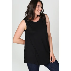 Curvy Trend Büyük Beden Kolsuz Viskon Basic Bluz Siyah