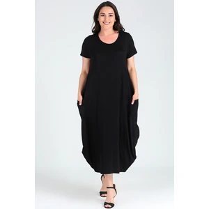 Curvy Trend Jumbo Kısa Kol Elbise Siyah