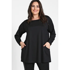 Curvy Trend Cepli Parçalı Tunik Siyah