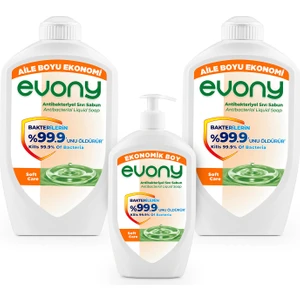 Evony Antibakteriyel Sıvı Sabun Soft Care 1500ml x 2 Adet + 700ml