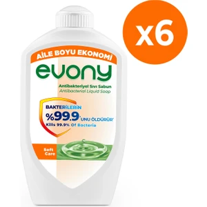 Evony Antibakteriyel Sıvı Sabun Soft Care 1500ml 6 Adet (1 koli)