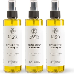 Oliva Malia Zeytin Çiçeği Kolonyası 200 ml Sprey Kapaklı Şişe x 3 Adet