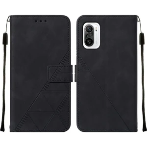 Poco F3 / Redmi K40 / K40 Pro Için Kabartmalı Pu Deri Stand Cüzdan Telefon Kılıfı - Siyah (Yurt Dışından)