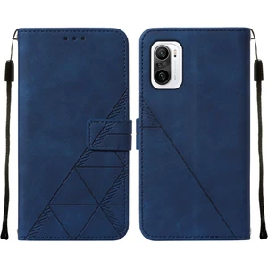Poco F3 / Redmi K40 / K40 Pro Için Kabartmalı Pu Deri Stand Cüzdan Telefon Kılıfı - Mavi (Yurt Dışından)