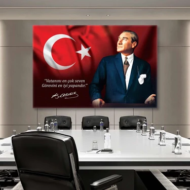 SML Tablo Mustafa Kemal Atatürk Makam Arkası Dekor Kanvas