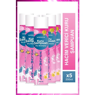 Watsons Kuru Şampuan 5×200 ml Hacim Veren Ferah Kokulu Tüm Saç Tiplerine Uygun